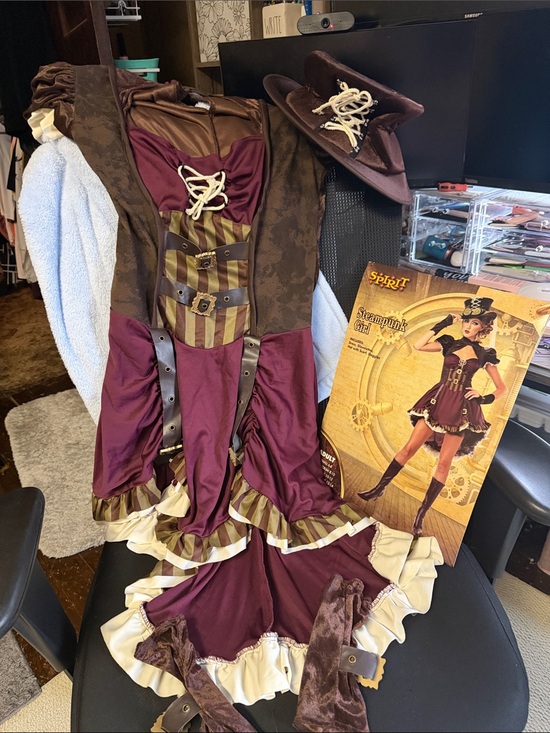 Spirit Other - Spirit womens Steampunk Corset Dress Costume in Burgundy and Brown